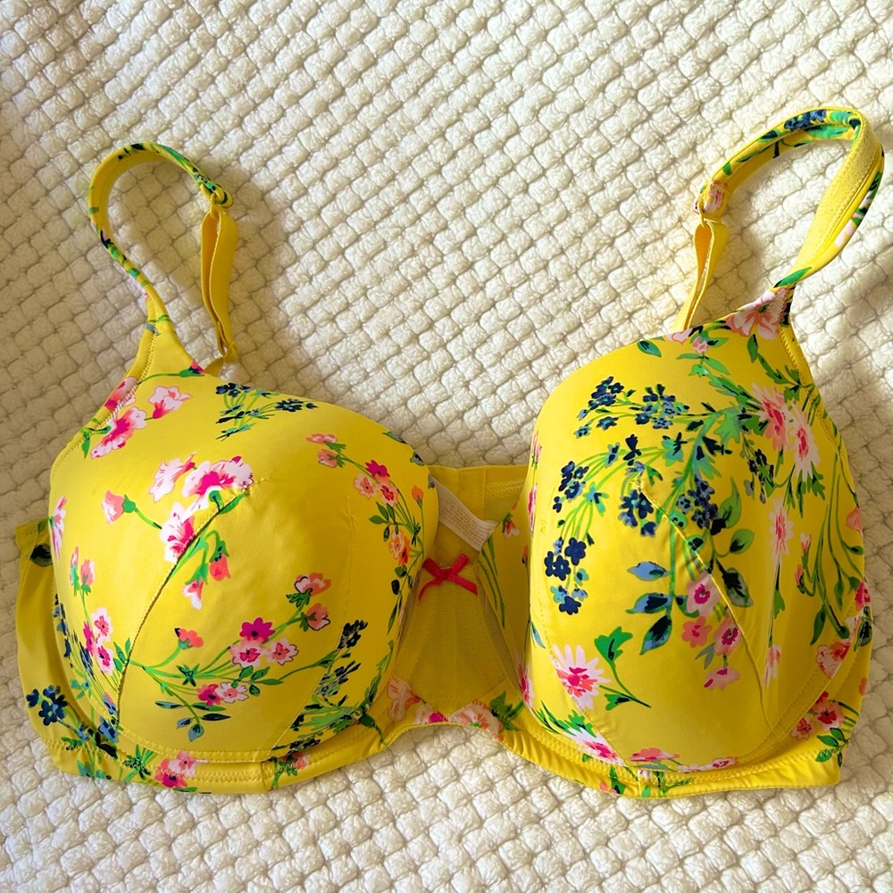 40F Cacique/Lane Bryant Yellow floral bra